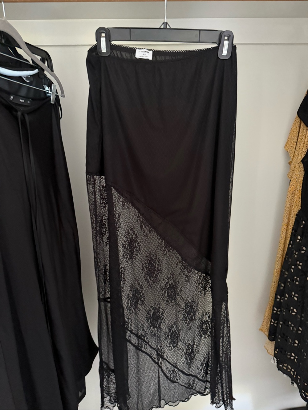 Cotton On Black Asymmetrical Lace Maxi Skirt
